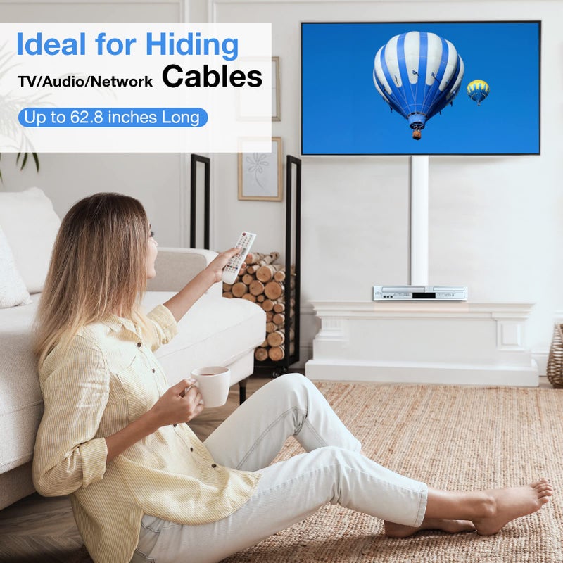 Delamu Cord Hider, 62.8in Cord Covers for 6-8 Wires on Wall, Cable Hider Cable Management, Wire Hiders for TV on Wall, Wire Covers for Cords, Cable Cover Wall, 4X L15.7 W2.36 H0.75in, White - Image 4