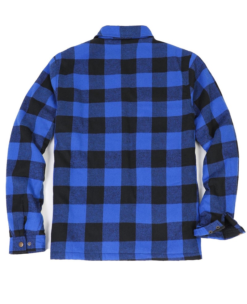 ZENTHACE Mens Plaid Flannel Shacket Jacket Sherpa Fleece Lined Thick Warm Flannel Shirt Jac Fall Winter Coat Buffalo Blue M - Image 4