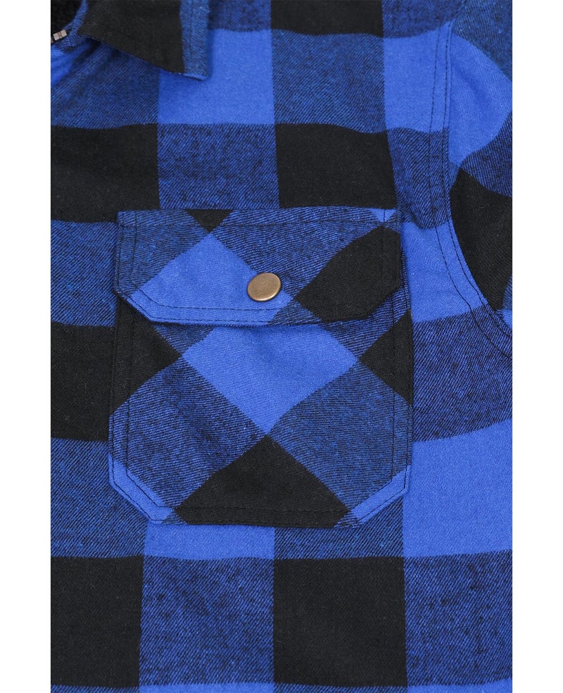 ZENTHACE Mens Plaid Flannel Shacket Jacket Sherpa Fleece Lined Thick Warm Flannel Shirt Jac Fall Winter Coat Buffalo Blue M - Image 5