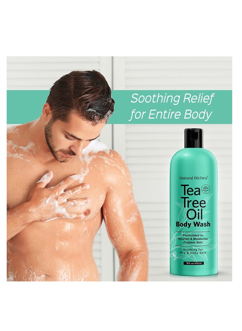 Natural Riches Natural Riches Tea Tree Oil Body Wash, 16 fl oz - Soothing, Calming, and Hydrating for Normal, Combination, Sensitive, Oily, and Dry sensitive skin bodywash  - Image 5