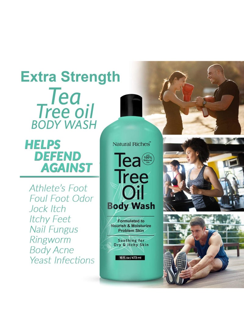 Natural Riches Natural Riches Tea Tree Oil Body Wash, 16 fl oz - Soothing, Calming, and Hydrating for Normal, Combination, Sensitive, Oily, and Dry sensitive skin bodywash  - Image 4