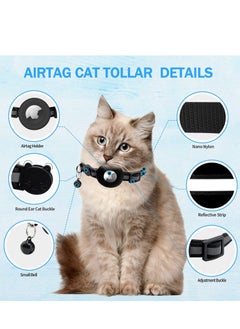 RTYY Airtag Cat Collar with Bell Adjustable Breakaway Kitten Collars, Reflective Strip Puppy Small Pet Collar  - Image 2