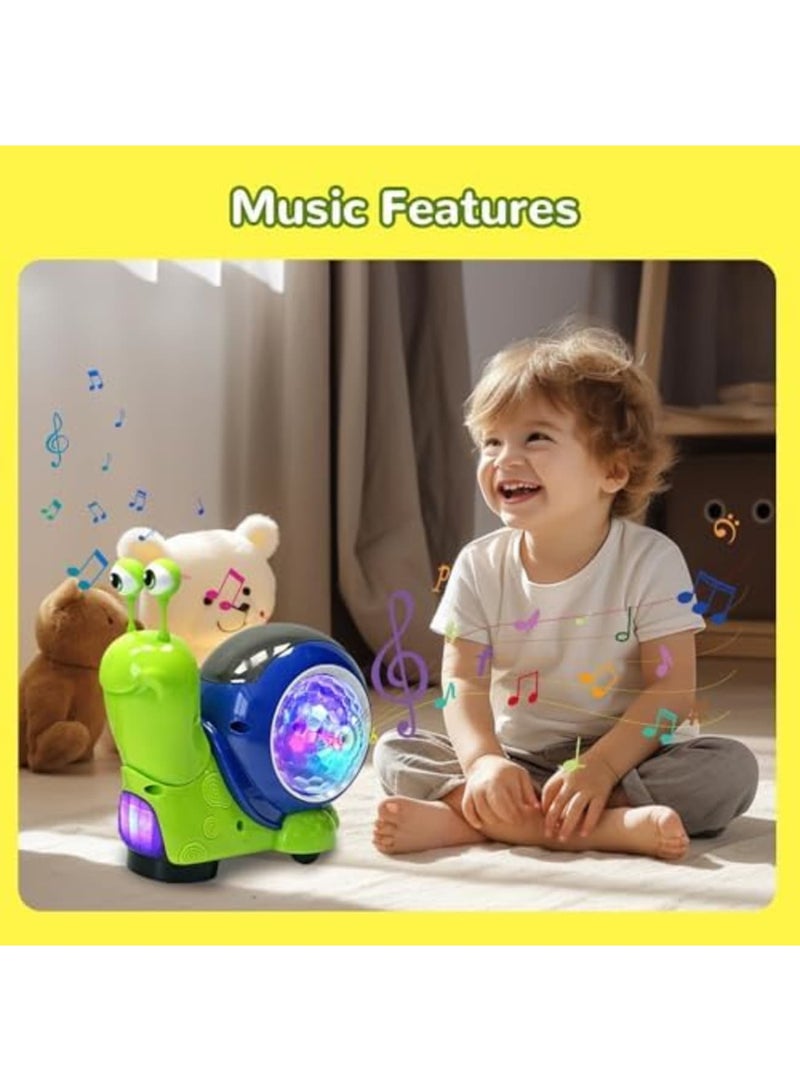 SYOSI 2024 Electric Luminous Musical Snail - Interactive Crawling Sensory Toy with Light-Up Music Features for 6 9 12 Months Toddlers, Home Use - Green - Image 3