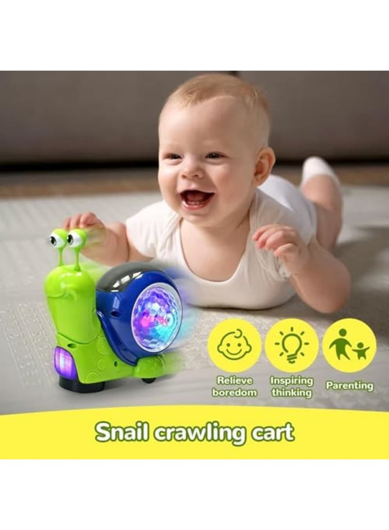 SYOSI 2024 Electric Luminous Musical Snail - Interactive Crawling Sensory Toy with Light-Up Music Features for 6 9 12 Months Toddlers, Home Use - Green - Image 5