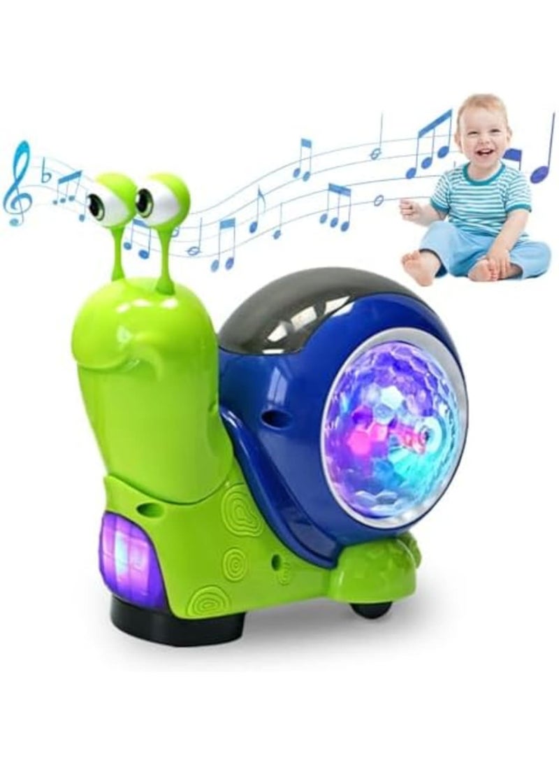 SYOSI 2024 Electric Luminous Musical Snail - Interactive Crawling Sensory Toy with Light-Up Music Features for 6 9 12 Months Toddlers, Home Use - Green - Image 1