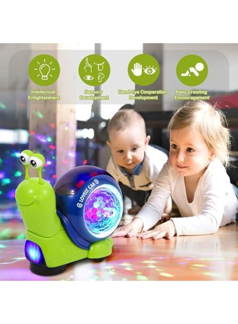 SYOSI 2024 Electric Luminous Musical Snail - Interactive Crawling Sensory Toy with Light-Up Music Features for 6 9 12 Months Toddlers, Home Use - Green - Image 2