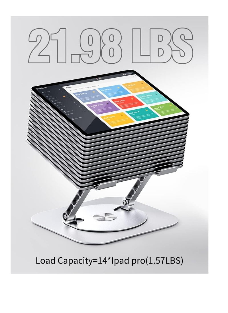Generic - Adjustable Computer Stand with 360 Degree Rotating Base Folding Laptop Riser Practical Comfortable Compatible MacBook Pro Air Note Up to 16 Inch Silver - Image 1