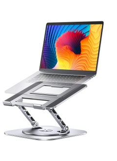 Adjustable Computer Stand with 360 Degree Rotating Base Folding Laptop Riser Practical Comfortable Compatible MacBook Pro Air Note Up to 16 Inch Silver