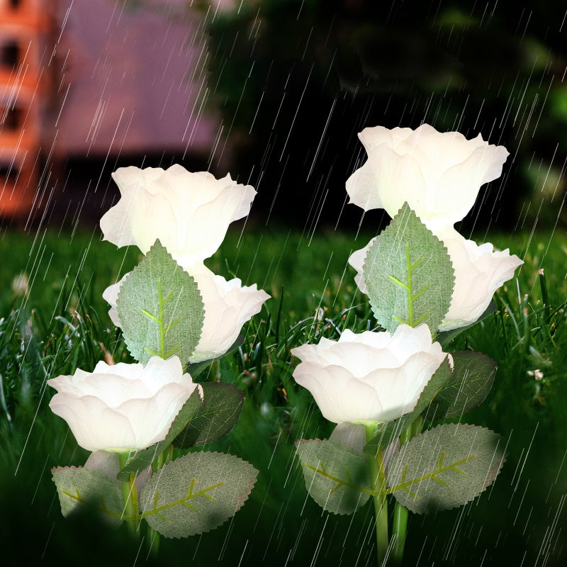 🌱 زينة حديقة شمسية زهور مع إضاءة وردية ليد للفناء والعشب - Image 2