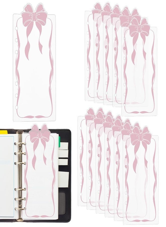 BENECREAT 12PCS Bow Planner Dividers Pocket, 6 Hole Punch File Dividers, Binder Dividers for Keeping Documents Neat Professional Notes Books Classify Files (Pink) - Image 1
