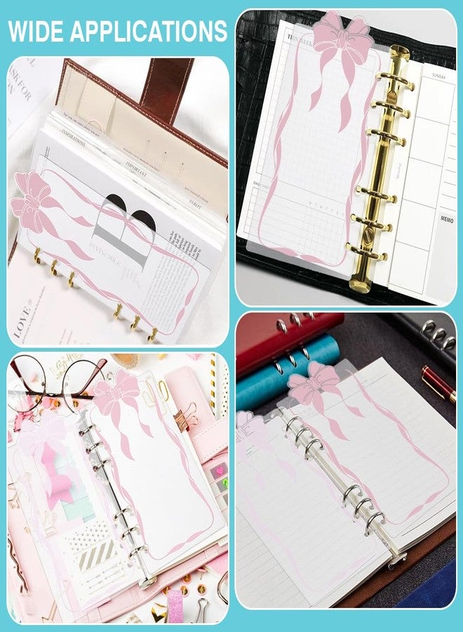 BENECREAT 12PCS Bow Planner Dividers Pocket, 6 Hole Punch File Dividers, Binder Dividers for Keeping Documents Neat Professional Notes Books Classify Files (Pink) - Image 5