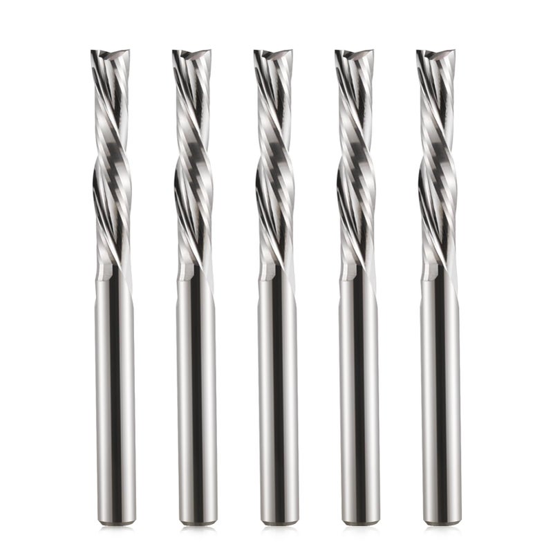 Hozly Downcut Bit 1/8" Shank Down Cut Spiral CNC Router Bits End Mill Tungsten Carbide Milling Cutter Set 5 Pack