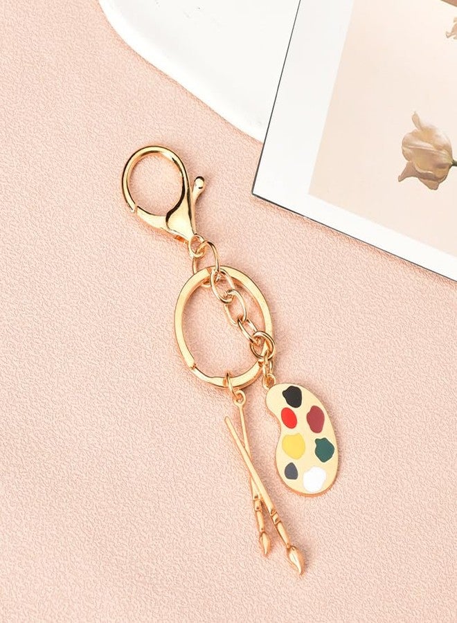 Xiyantiji Paint Palette and Brush Keychain for Art Teacher Student Graduation Birthday Christmas Gifts for Painter Artist Gifts for Women Girls Art Palette Key Chain - Image 3
