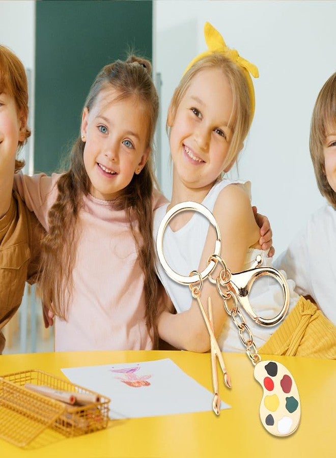 Xiyantiji Paint Palette and Brush Keychain for Art Teacher Student Graduation Birthday Christmas Gifts for Painter Artist Gifts for Women Girls Art Palette Key Chain - Image 2