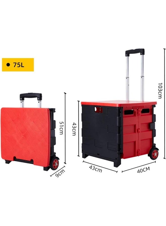 TDMYCS Folding Boot Cart 75L Large Capacity 2-wheel Shopping Cart SUV Folding Trolley Storage Box Camping Luggage Cart  - Image 3