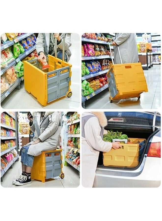 TDMYCS Folding Boot Cart 75L Large Capacity 2-wheel Shopping Cart SUV Folding Trolley Storage Box Camping Luggage Cart  - Image 4