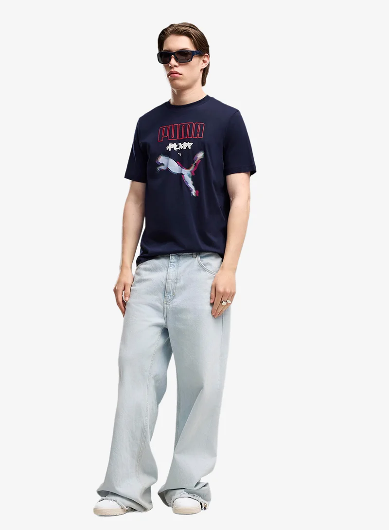 Puma PUMA Navy Graphics Cyber T-Shirt for Men | Best Price UAE