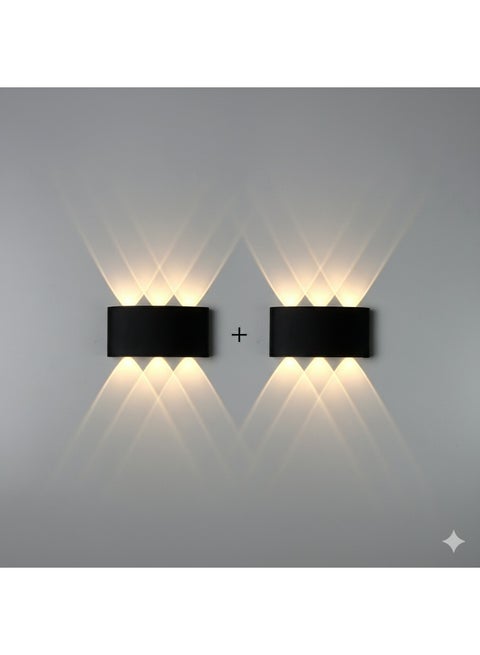 2 Triple Up/Down Plastic Wall Lights for Indoor and Outdoor use, elegant shape, distinctive up and down lighting Black 8x16cm