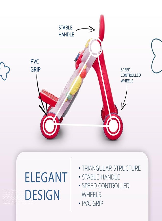 JoyRide Step ‘n’ Play Push Walker for Kids|Activity Walker with Music for Toddlers| Multi Activity Toy|Interactive Learning Toy for 6 to 36 Months Girls/Boys (RED) - Image 4