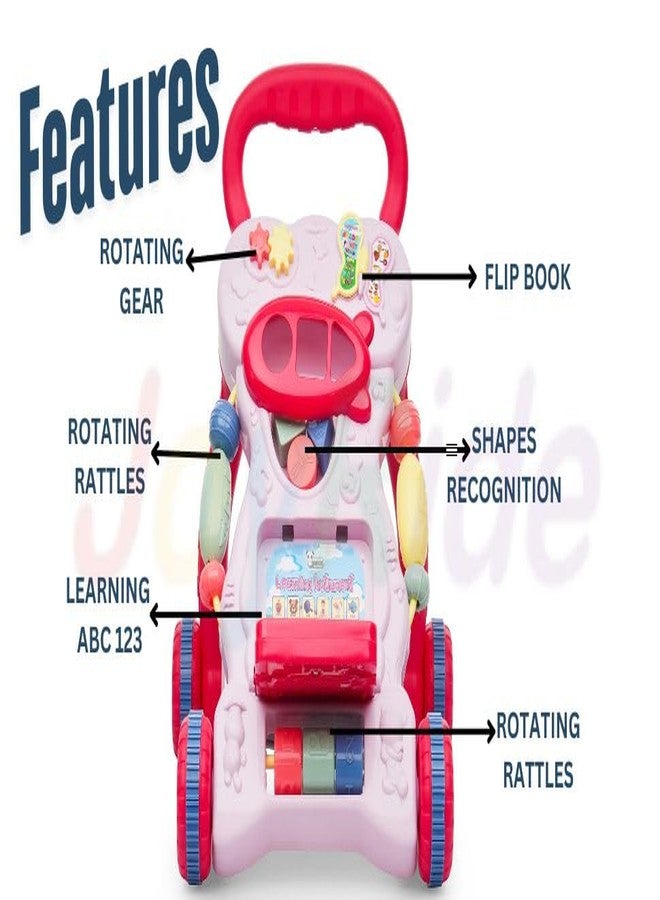 JoyRide Step ‘n’ Play Push Walker for Kids|Activity Walker with Music for Toddlers| Multi Activity Toy|Interactive Learning Toy for 6 to 36 Months Girls/Boys (RED) - Image 2