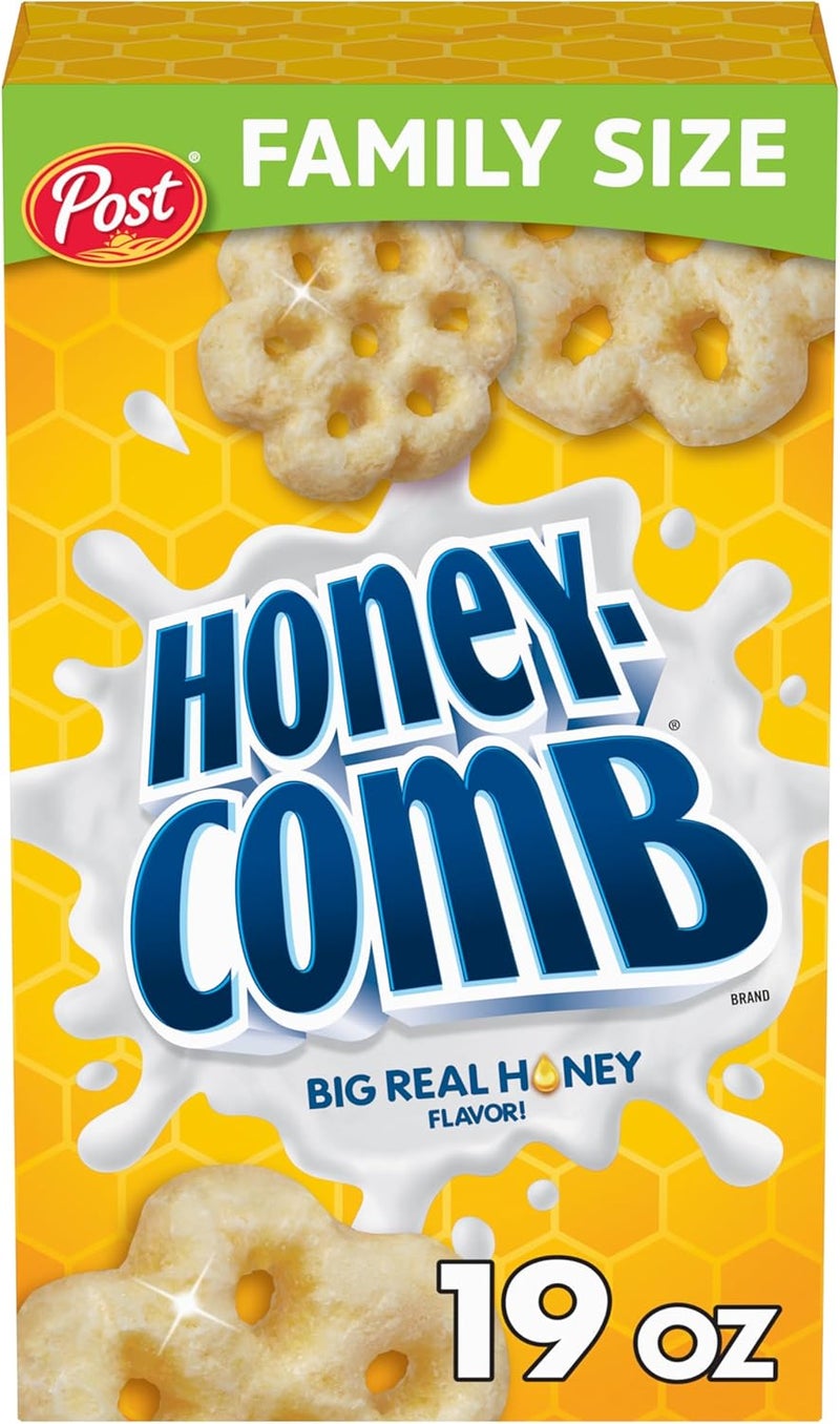Post Honeycomb Cereal - Honey Flavored Sweetened Corn and Oat Cereal, 19 OZ Family Size Box - Image 1