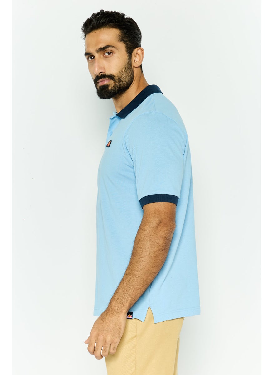 Ellesse Men Regular Fit Short Sleeve Brand Logo Polo Shirt, Blue  - Image 3