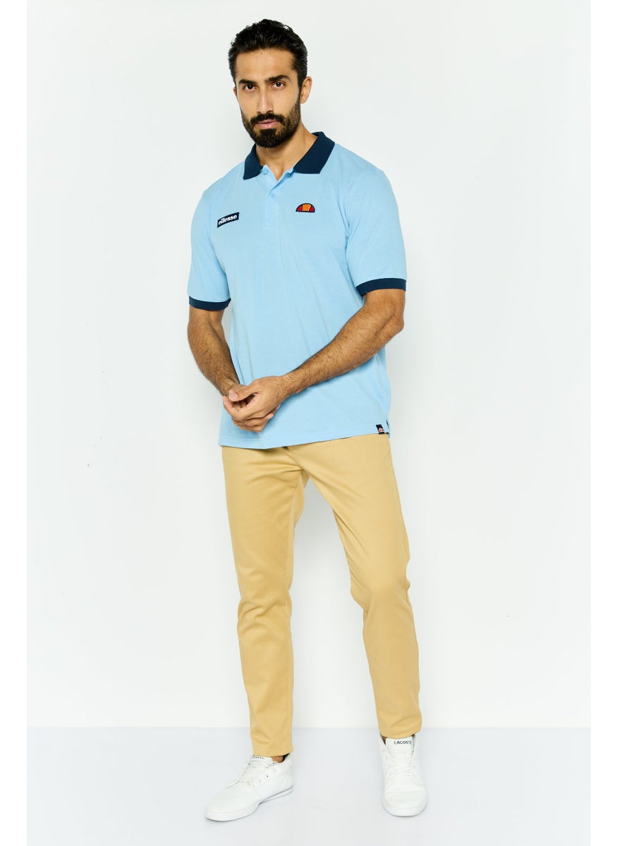 Ellesse Men Regular Fit Short Sleeve Brand Logo Polo Shirt, Blue  - Image 4