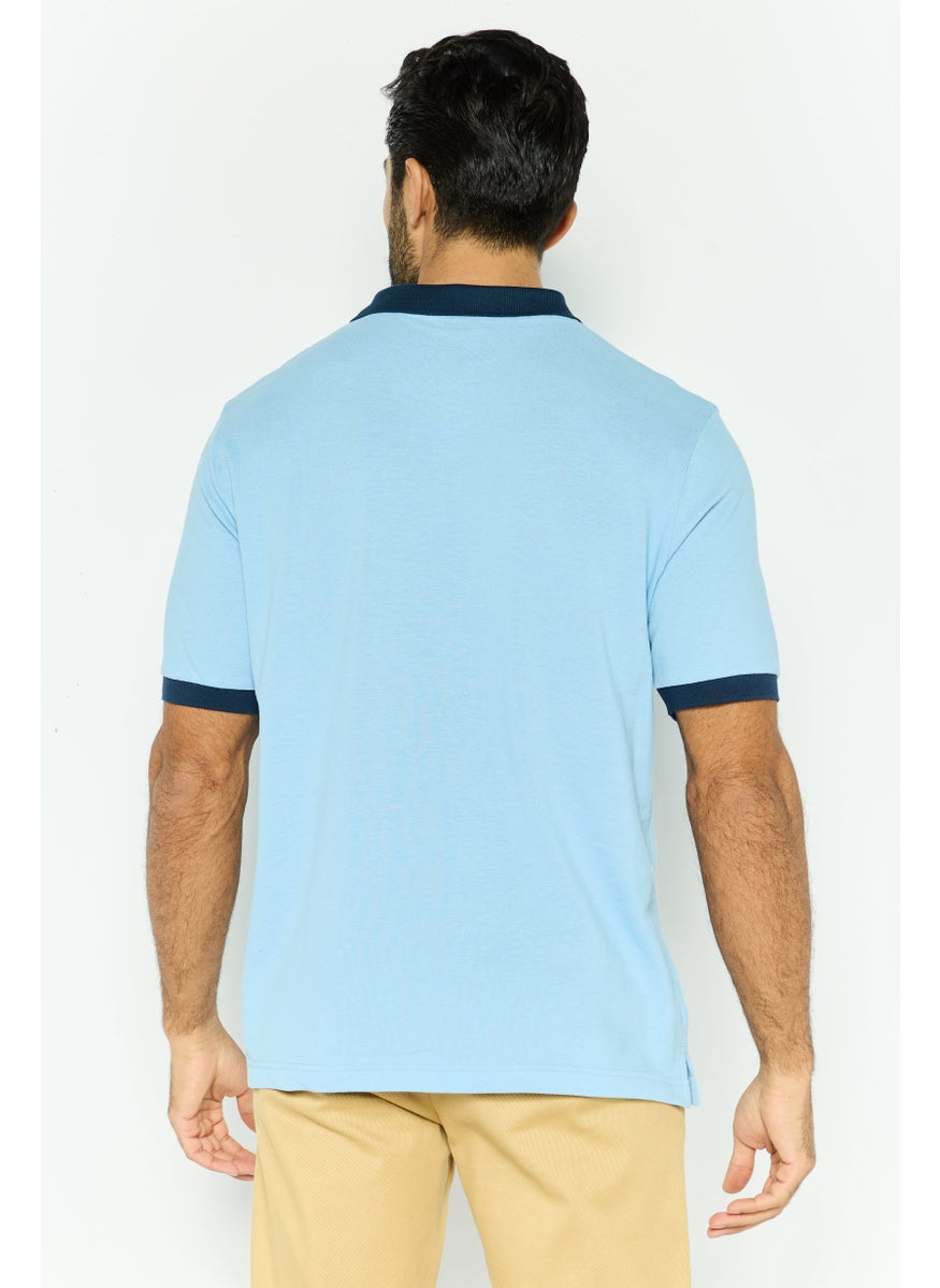 Ellesse Men Regular Fit Short Sleeve Brand Logo Polo Shirt, Blue  - Image 2