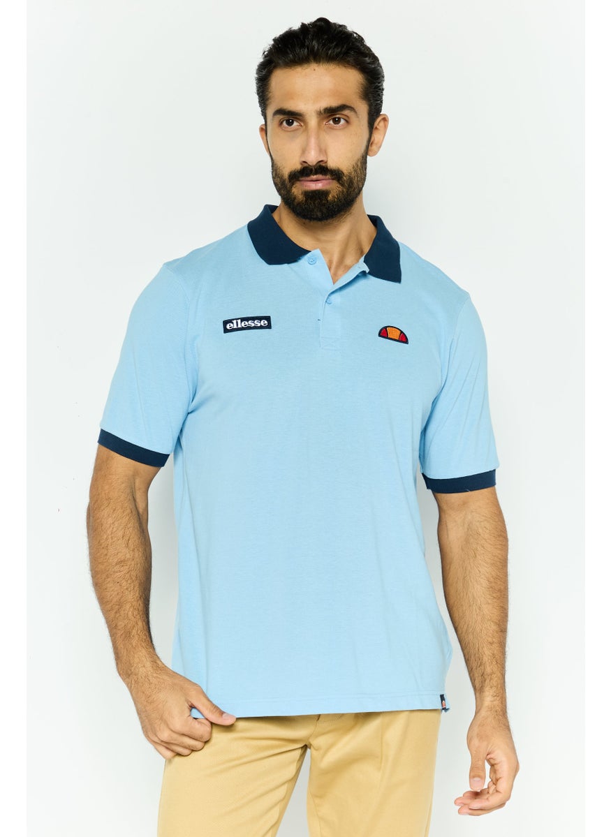 Ellesse Men Regular Fit Short Sleeve Brand Logo Polo Shirt, Blue  - Image 1