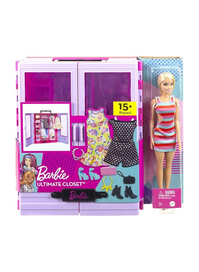 Barbie Ultimate Closet Wardrobe with Over 15 Clothes and Accessories Set with 1 Doll, Gift for Children, Toys from 3 Years, HJL66 - Image 5