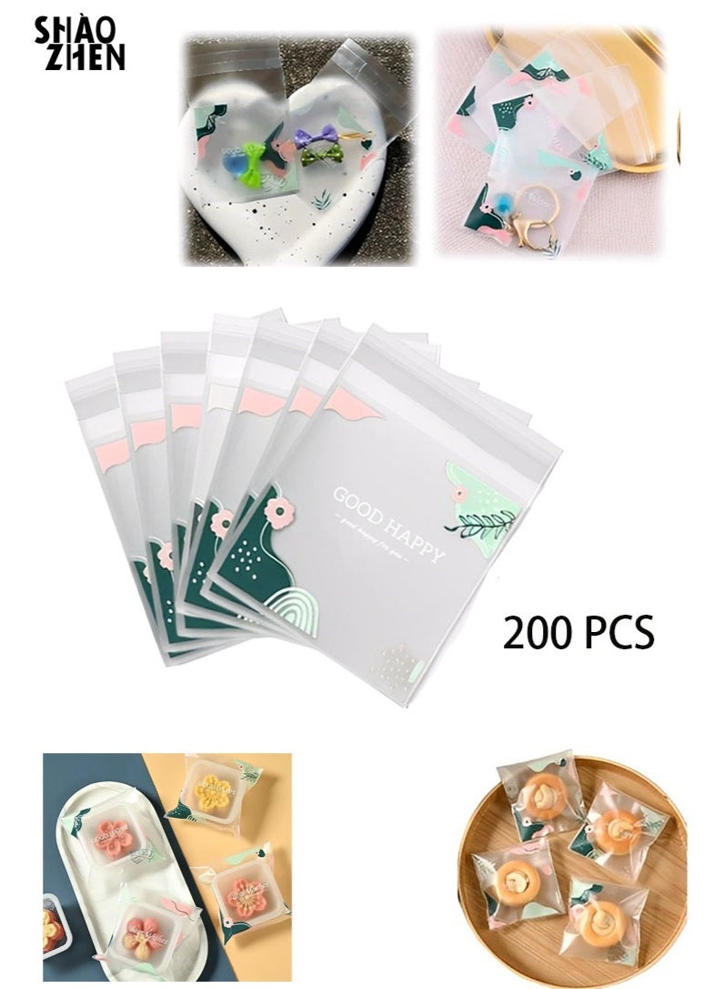 SHAOZHEN 200pcs Ziplock Candy Bag, Gift Bag, Small Biscuit Pastry Packaging Bag, Small Object Decoration Bag 7cm×10cm Eid Mubarak - Image 1