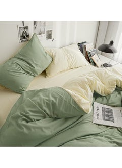 INFOSUN Duvet Cover Set Single Size 4 Pcs, Include 1 Quilt Cover 150 x 200cm & 2 Pillow Cases 48 x 74cm & 1 Bedsheet 235 x 250cm, Super Soft Quality Cotton Bedding Set, NO Comforter - Matcha Orange  - Image 3