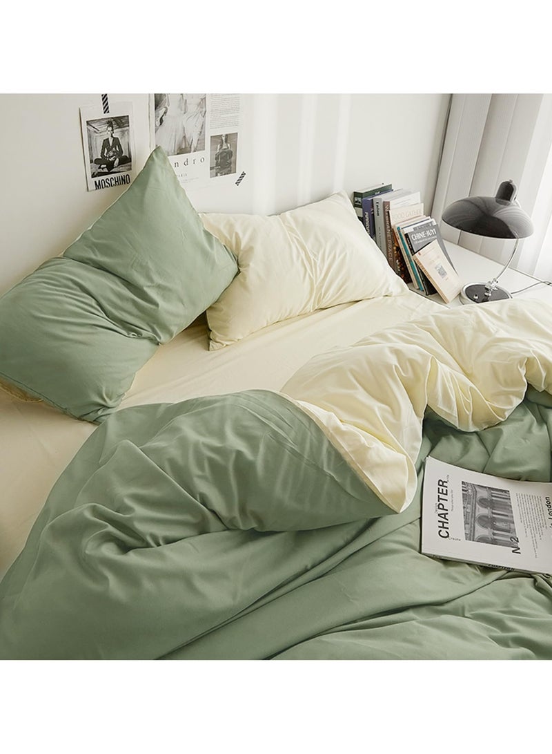 INFOSUN Duvet Cover Set Single Size 4 Pcs, Include 1 Quilt Cover 150 x 200cm & 2 Pillow Cases 48 x 74cm & 1 Bedsheet 235 x 250cm, Super Soft Quality Cotton Bedding Set, NO Comforter - Matcha Orange - Image 3