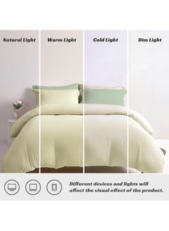 INFOSUN Duvet Cover Set Single Size 4 Pcs, Include 1 Quilt Cover 150 x 200cm & 2 Pillow Cases 48 x 74cm & 1 Bedsheet 235 x 250cm, Super Soft Quality Cotton Bedding Set, NO Comforter - Matcha Orange  - Image 5