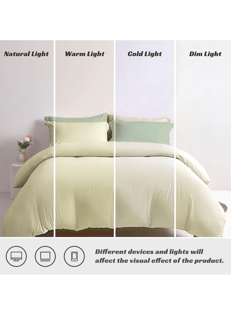 INFOSUN Duvet Cover Set Single Size 4 Pcs, Include 1 Quilt Cover 150 x 200cm & 2 Pillow Cases 48 x 74cm & 1 Bedsheet 235 x 250cm, Super Soft Quality Cotton Bedding Set, NO Comforter - Matcha Orange - Image 5