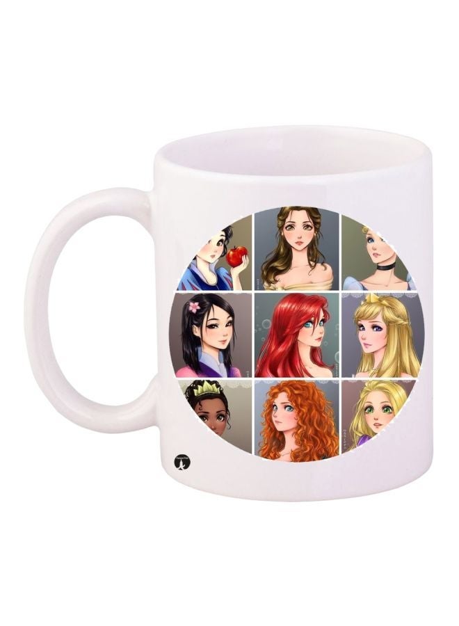 RYN Animated Girl Printed Coffee Mug White/Red/Brown 11ounce