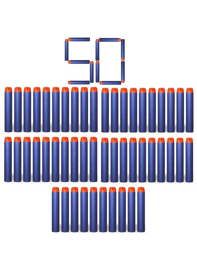 SYGA Plastic Foam Toy Bullet Dart Bullets for Nerf N-Strike Elite Guns, Blue - 50Pcs - Image 1
