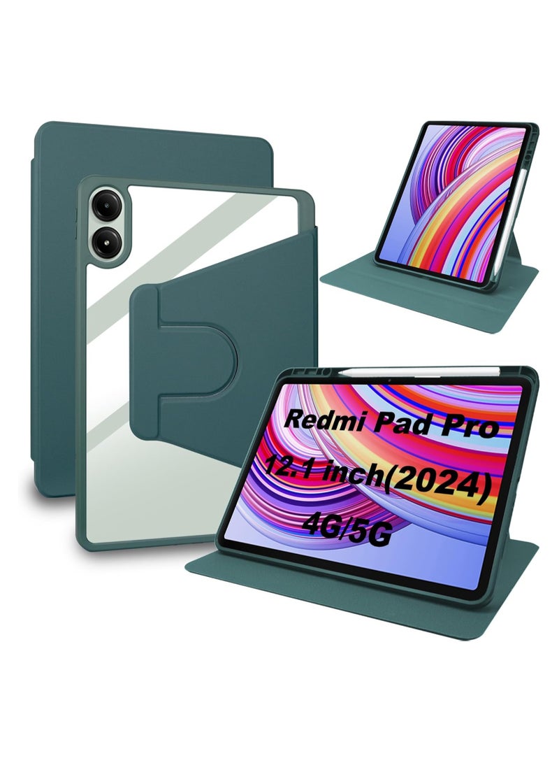 عام حافظة Xiaomi Redmi Pad Pro/Xiaomi Poco Pad جلدية 【مع فتحة قلم】 【حامل دوار】 【مقاومة للخدش】 حافظة Xiaomi Redmi Pad Pro من جلد البولي يوريثان + حافظة أكريليك - Image 1