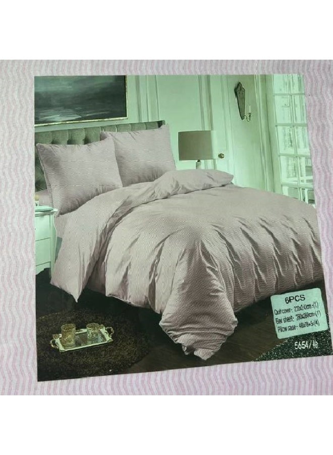 Luxury King 6-Piece Bedding Set –  simple Design, 220x240cm Duvet Cover with Fitted Sheet & 4 Pillowcases