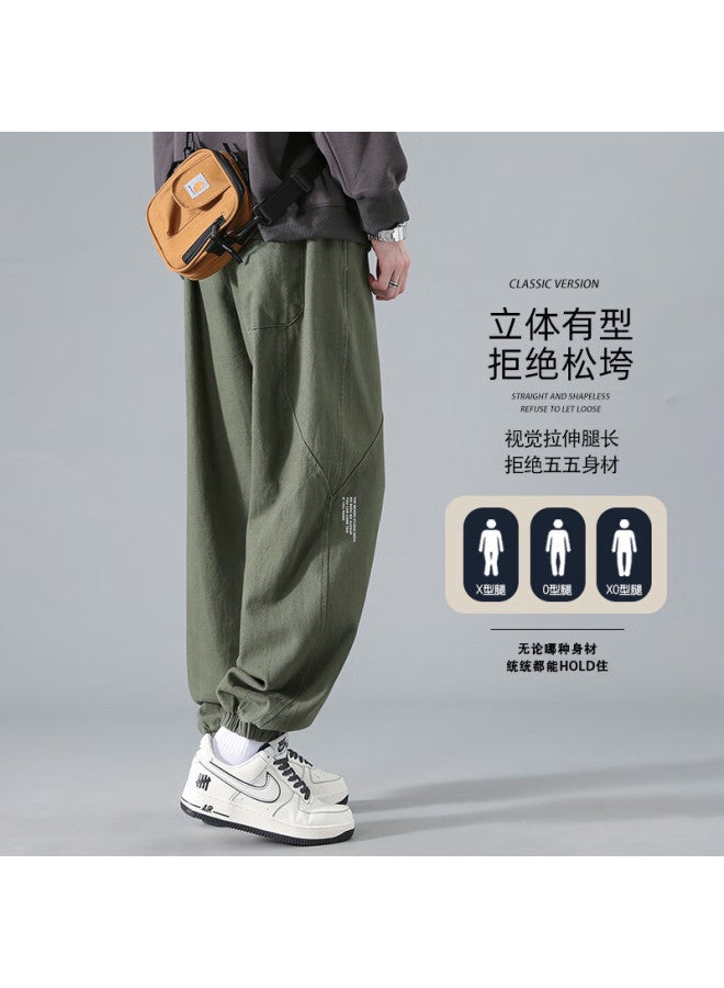 Dingfengbaoluo Men's Cargo Pants, Autumn And Winter Loose Casual Trousers, Elastic Ankle, Large Size, Men's Sports Yk537, Coffee Color, 2XL - Image 2