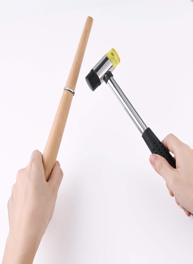 KUUQA Metal Ring Mandrel Ring Sizer, Ring Sizer Gauge Set, Rubber Hammer Mallet, Wood Ring Mandrel Adjuster Stick with 2 Piece Jewelry Polishing Cloths Jewelry Making Kit - Image 5