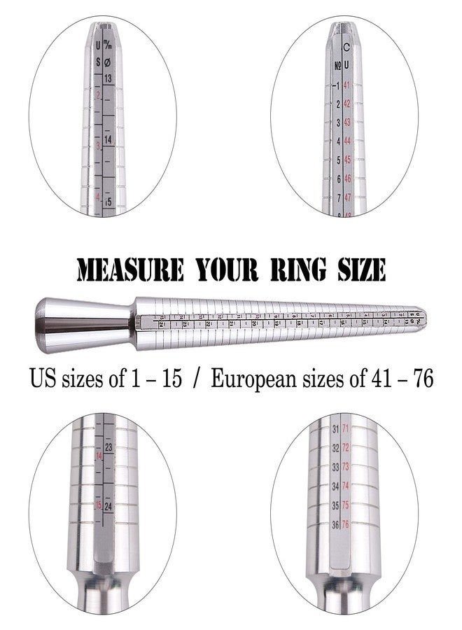 KUUQA Metal Ring Mandrel Ring Sizer, Ring Sizer Gauge Set, Rubber Hammer Mallet, Wood Ring Mandrel Adjuster Stick with 2 Piece Jewelry Polishing Cloths Jewelry Making Kit - Image 2