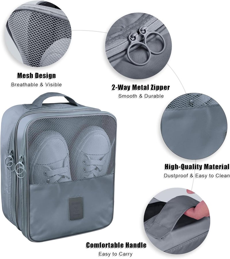 Storescent Compact Shoe Bag/Organizer/Pouch | Protect 3 Pairs of Shoes | Perfect for Travel and Daily Storage (Grey) - Image 5