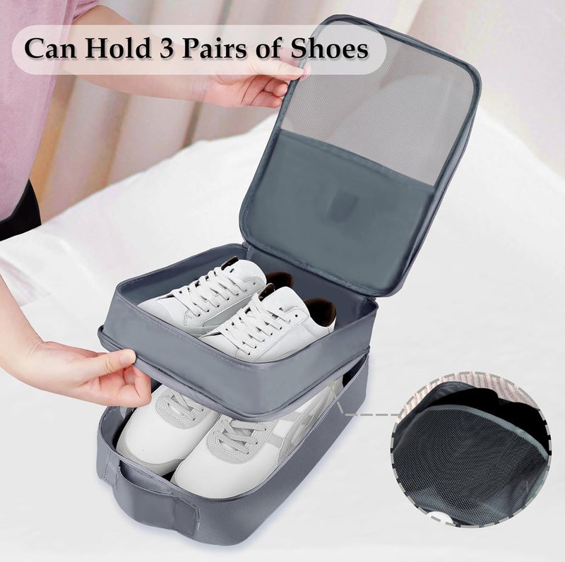 Storescent Compact Shoe Bag/Organizer/Pouch | Protect 3 Pairs of Shoes | Perfect for Travel and Daily Storage (Grey) - Image 2