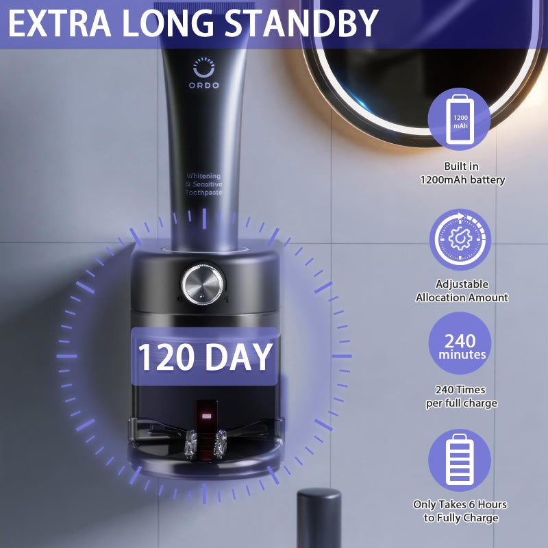 Wekity Toothpaste Squeezer, Bathroom Wall Mounted Electric Toothpaste Dispenser with Adjustable Toothpaste Dispensing Amount, Automatic Toothpaste Dispenser for Adults and Kids (Black) - Image 2