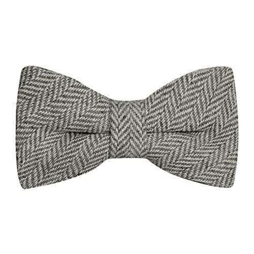 King & Priory Silver Grey Herringbone Bow Tie - Image 2