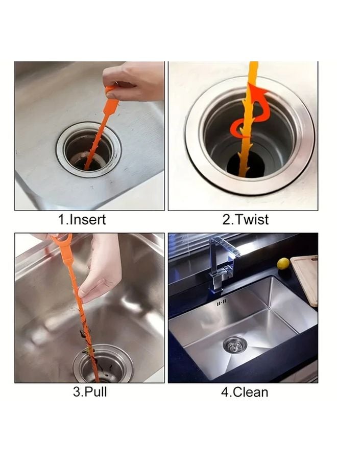 Orange Drain Hair Remover Tool For Sewer Kitchen Sink And Bathroom Tub - Image 5