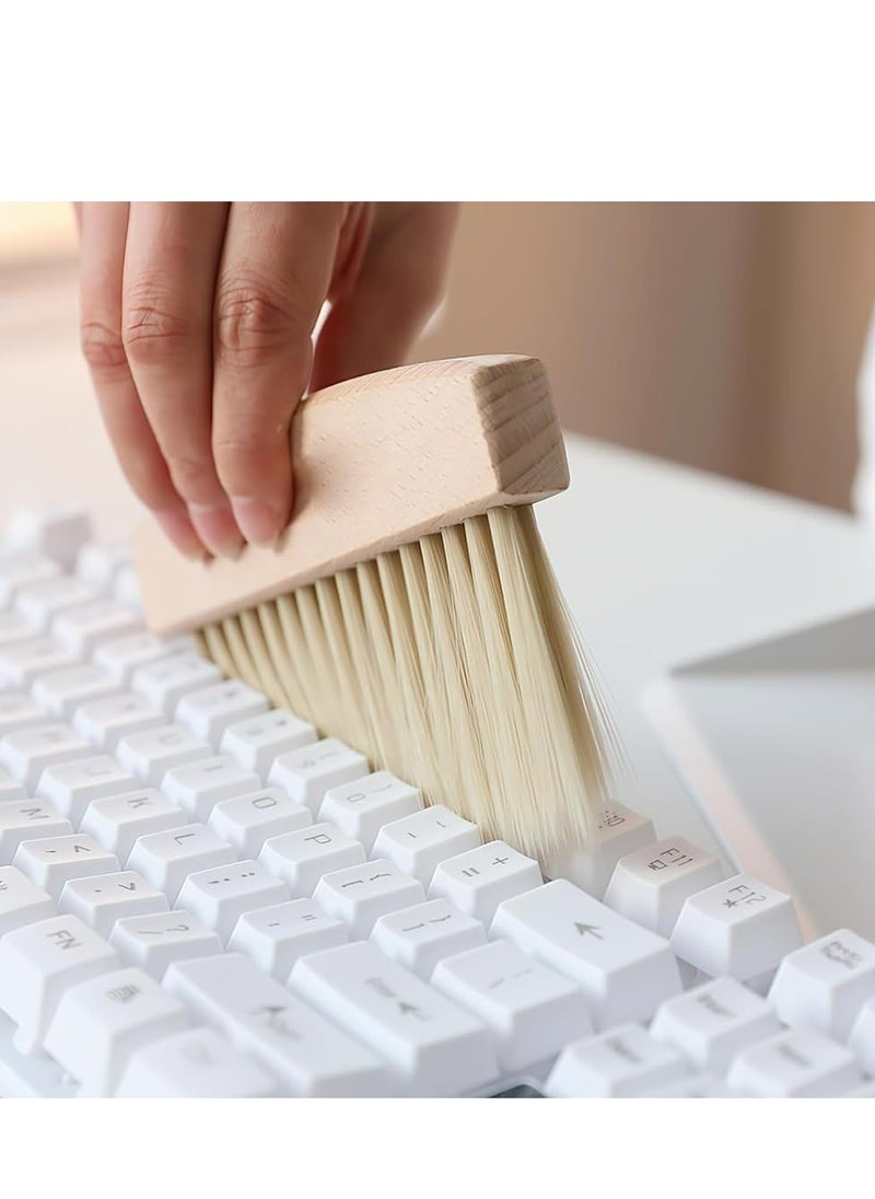 Mini Metal Dustpan & Brush Set: Wooden Handle, Portable for Countertop Cleaning.