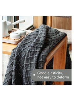 SYOSI Acrylic Knitted Throw Blanket Lightweight and Soft Cozy Decorative Woven with Tassels for Travel Couch Bed Sofa Available All Year Round Dark Grey  - Image 4