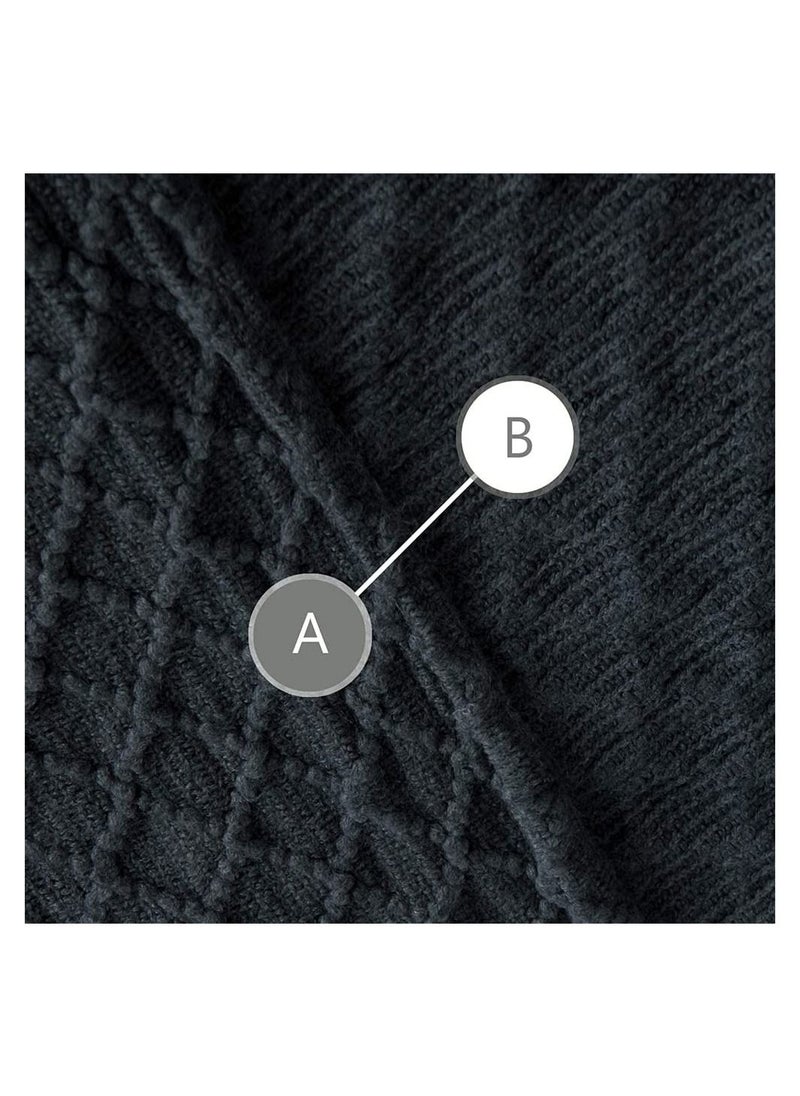 SYOSI - Acrylic Knitted Throw Blanket Lightweight and Soft Cozy Decorative Woven with Tassels for Travel Couch Bed Sofa Available All Year Round Dark Grey - Image 1